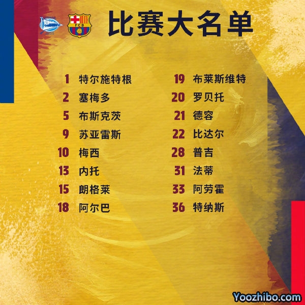 <a href=/zuqiu/zhibode/barcelona/ target=_blank class=infotextkey>巴萨</a>收官战vs阿拉维斯大名单